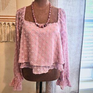 Altar'd State NWT Rose Color Textured Blouse | Cottagecore & Coquette | Size M